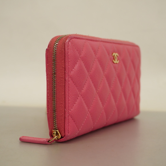 CHANELAuth  Matelasse Gold Hardware Women's Caviar Leather Long Wallet Pink - Picture 2 of 10